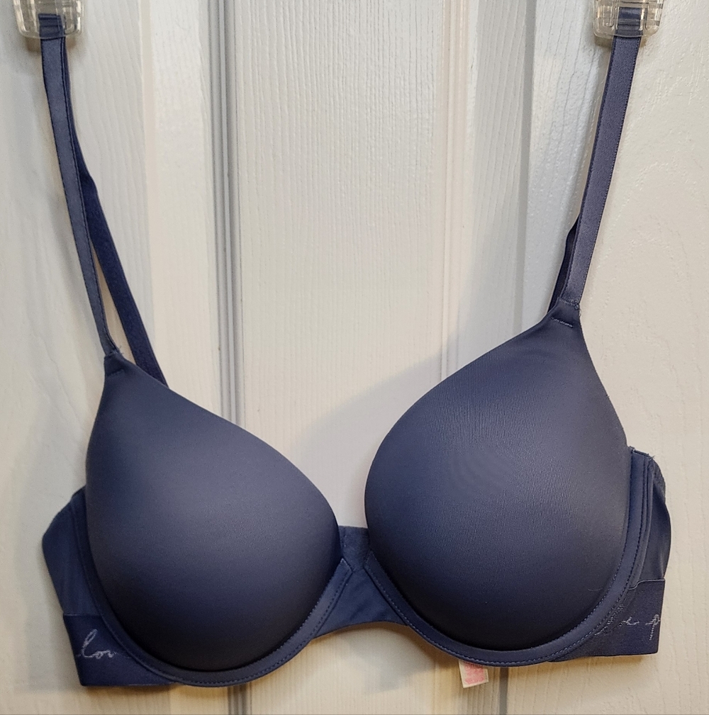 PINK Victoria's Secret 36C Wear Everywhere Push-Up Bra Slate Blue